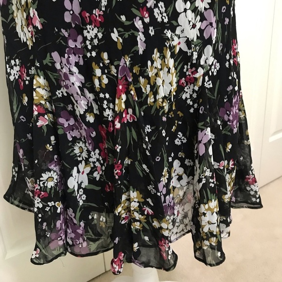 Chaps Ralph Lauren Black Floral Bateau Neck Mermaid Midi Dress 10 - Picture 9 of 15